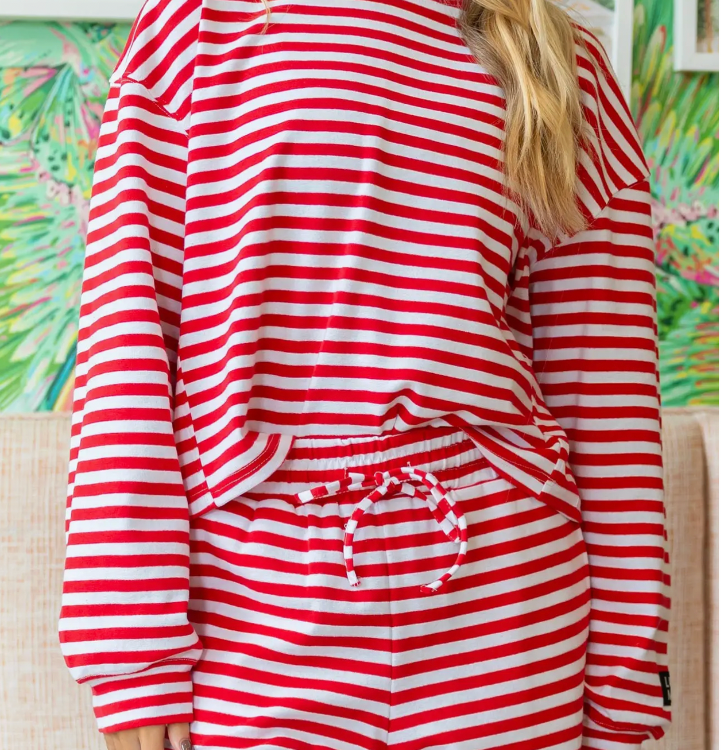 LULUMAC Red Stripe Waffle Top