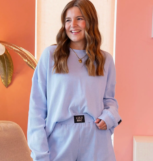 LULUMAC- Waffle Longsleeve Top-Blue