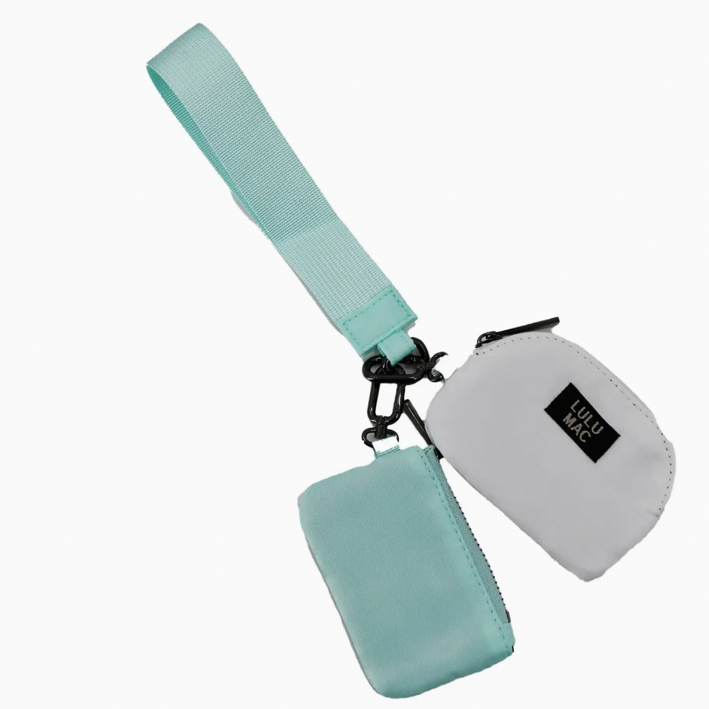 Mint/White Lulu Mac Double Pouch Wristlets