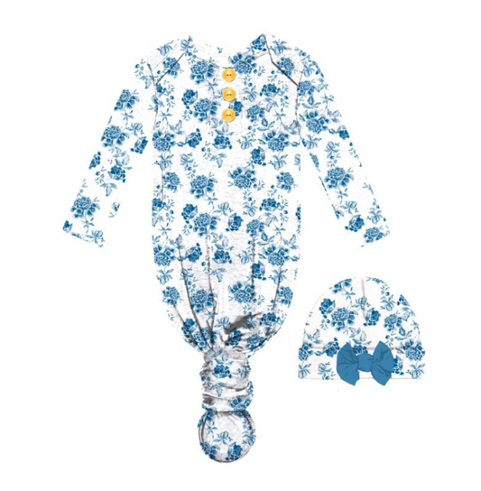 Kids Blue Haven Bamboo Gown and Beanie Set