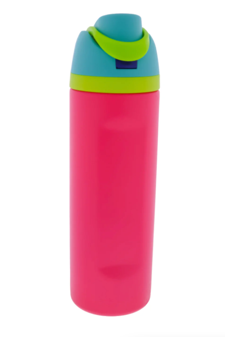 Pink 24 Oz. Water Bottle With Blue Straw Cap