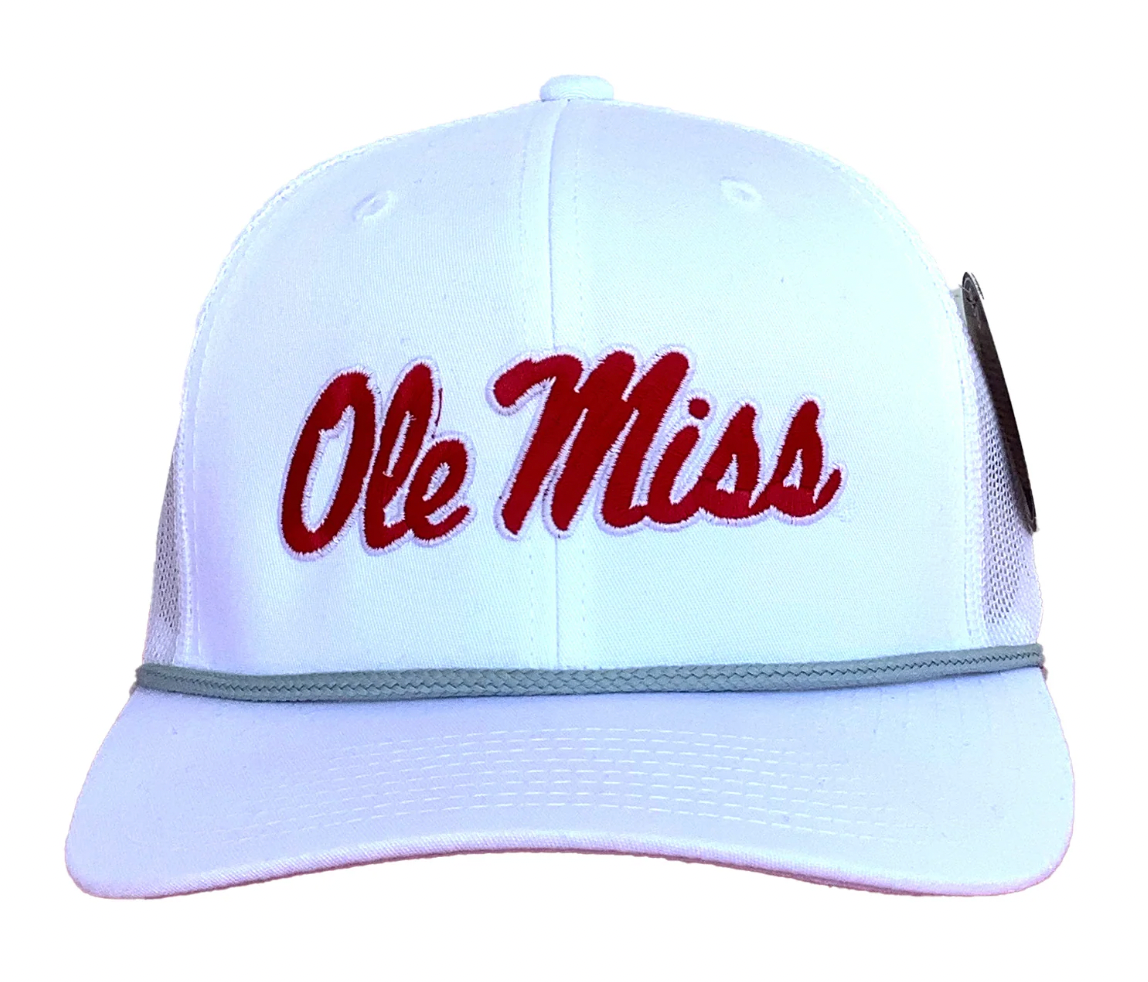 Ole Miss Script 6 Panel Rope-White/Red