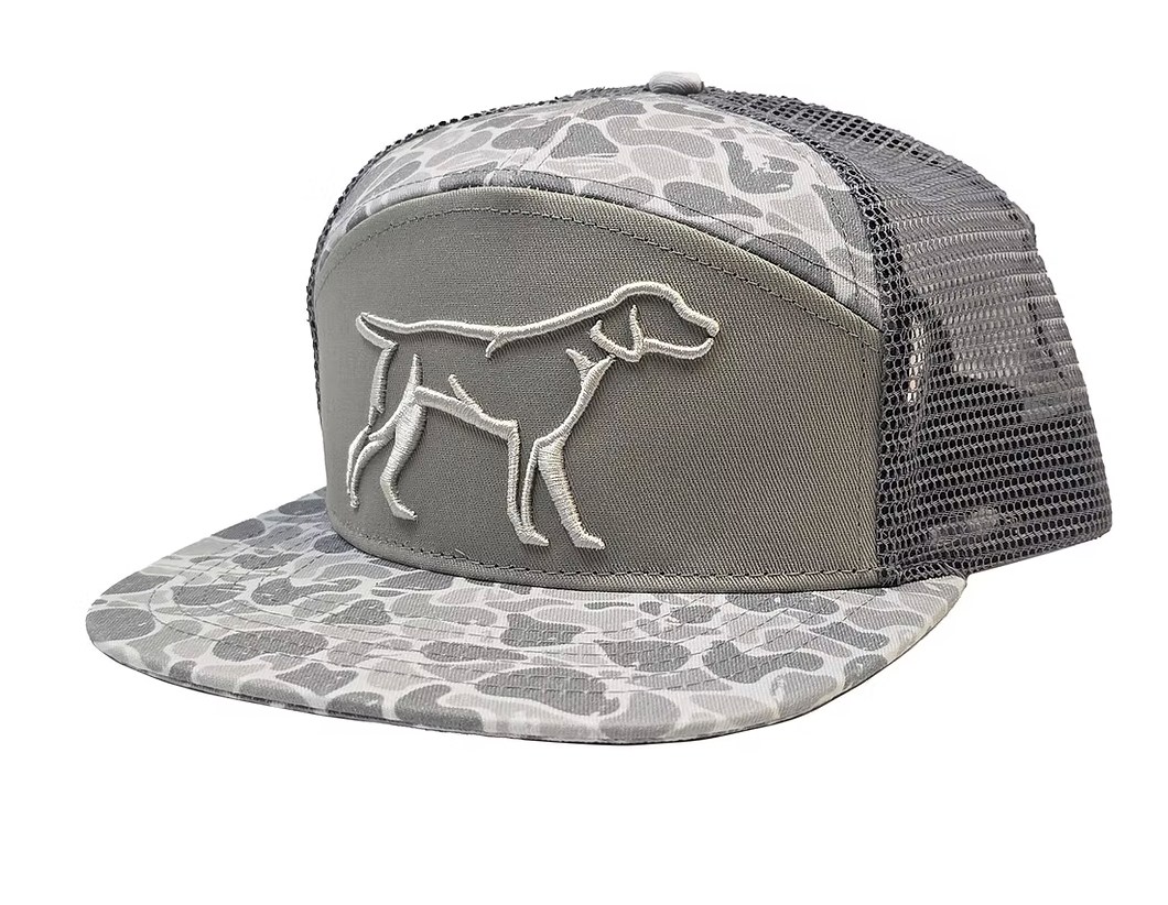 Grey Backwoods Camo 7 Panel 3D Puff
