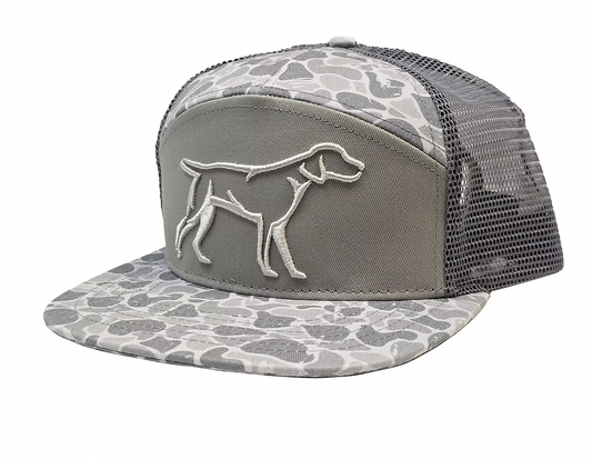 Grey Backwoods Camo 7 Panel 3D Puff