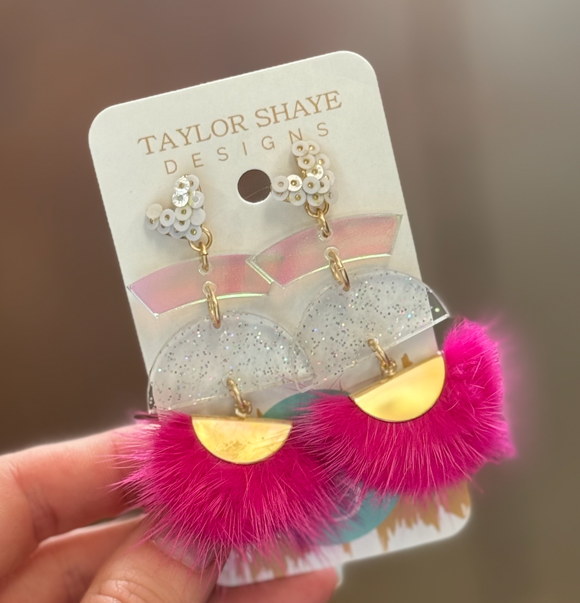 Buttercup Tassel-Pink Fur-White Sequin