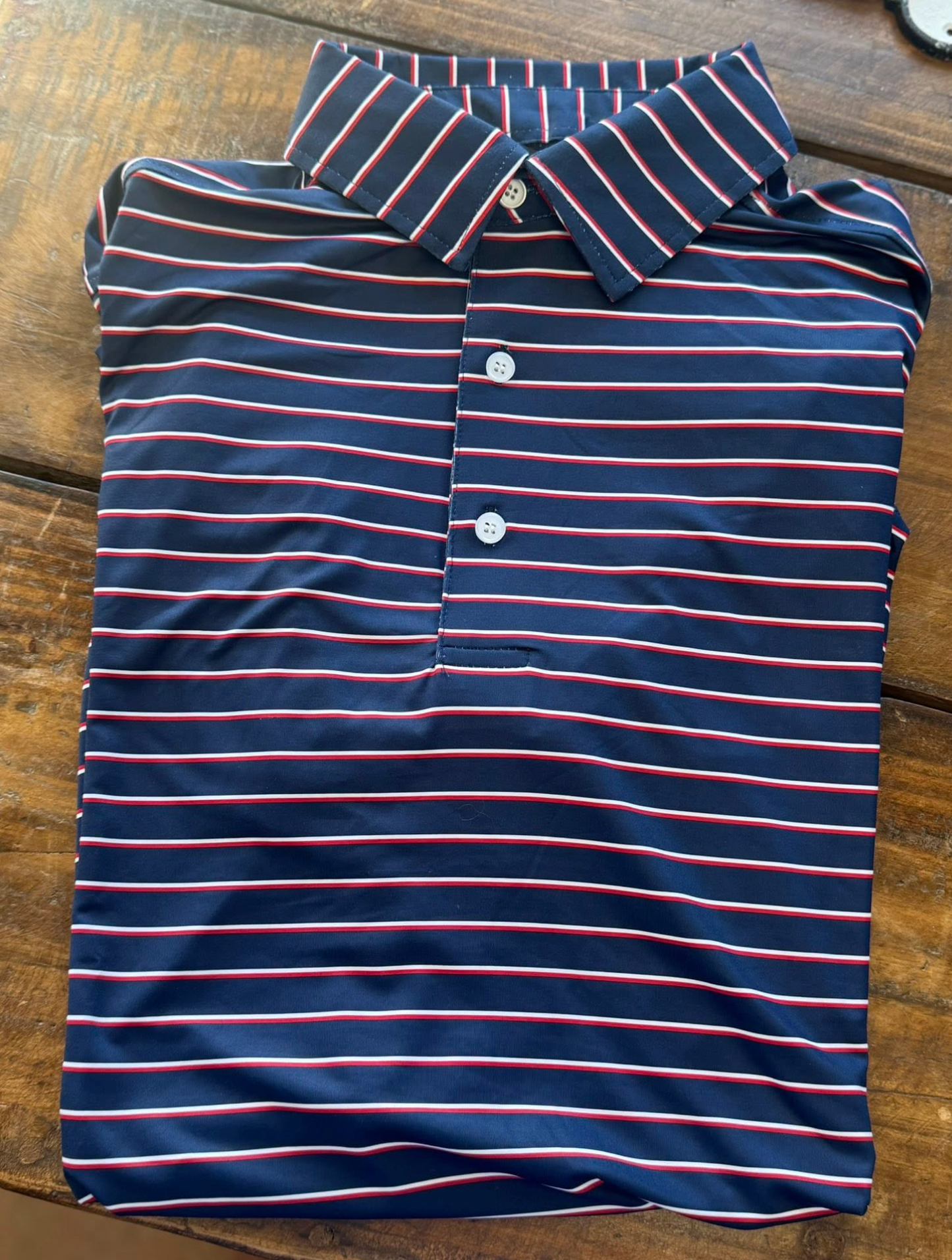 NAVY MICRO WHITE/RED STRIPE