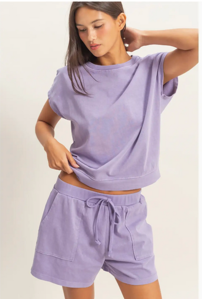 Sleeveless Crew Neck Top and Shorts Set
