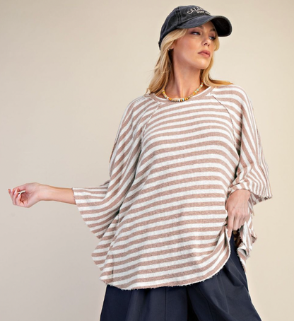 DOLMAN SLVS WASHED STRIPE TOP