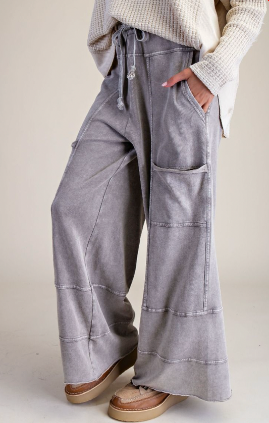 MINERAL WASHED TERRY KNIT PANTS