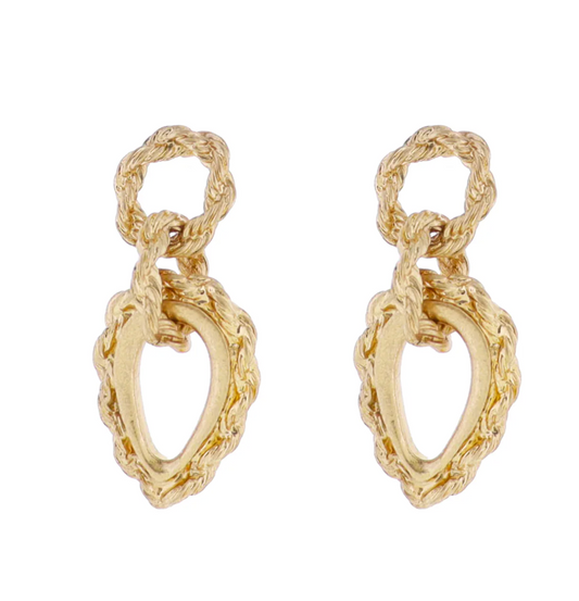 Twisted Rope Linked Circles & Teardrop Earring