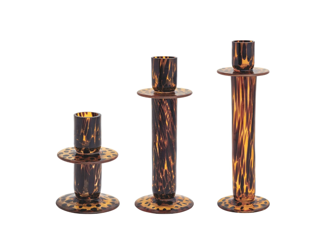 Tortoise Glass Candlesticks