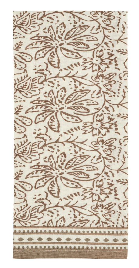 Floral Taupe Printed Towel