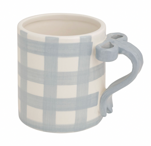 Gingham Bow Handle Mug