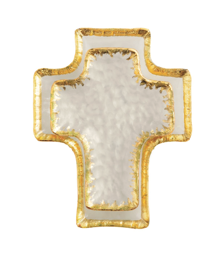 Gold Edge Cross Tidbit Tray Set