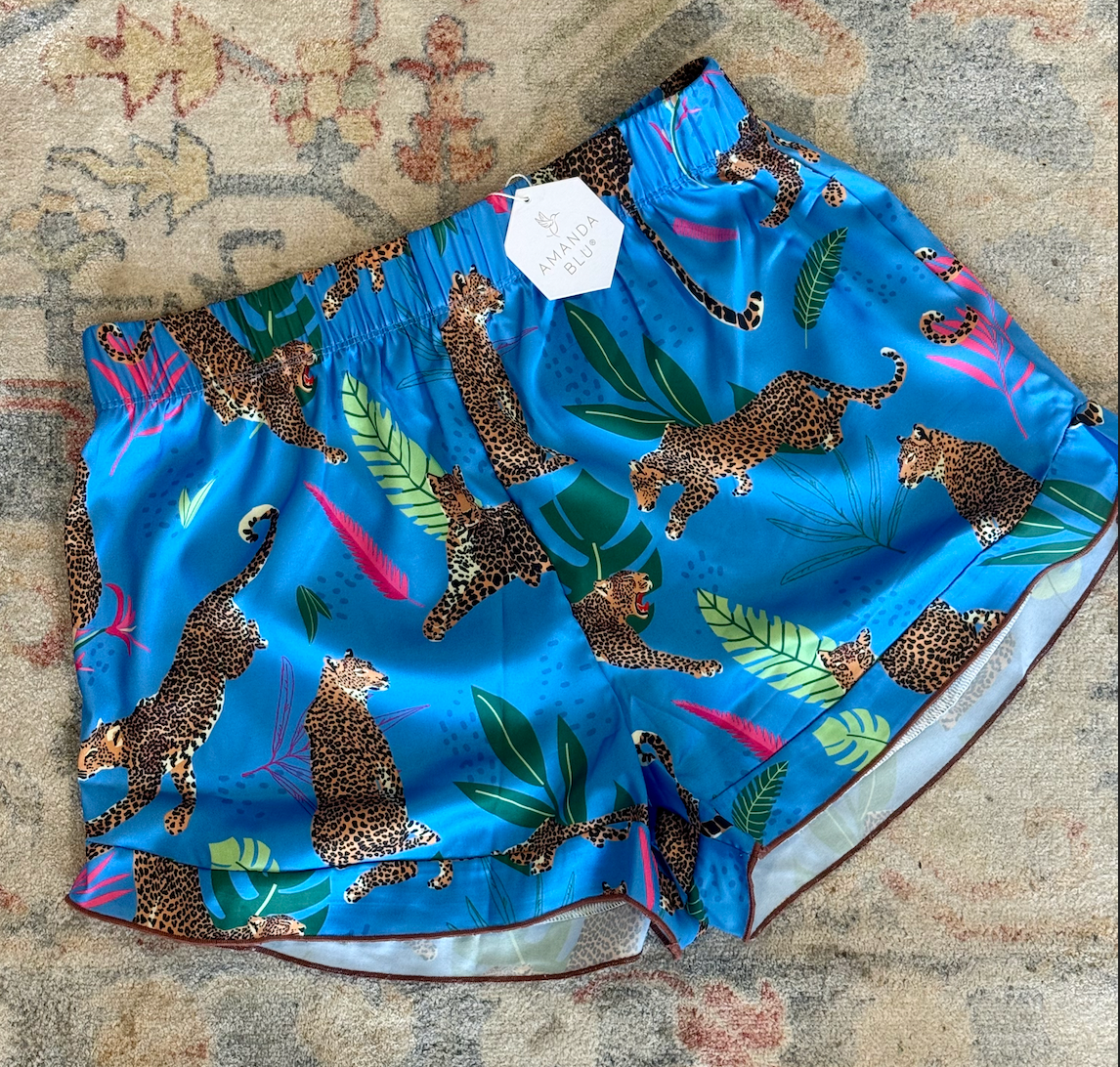 Prowling Leopard Satin Shorts