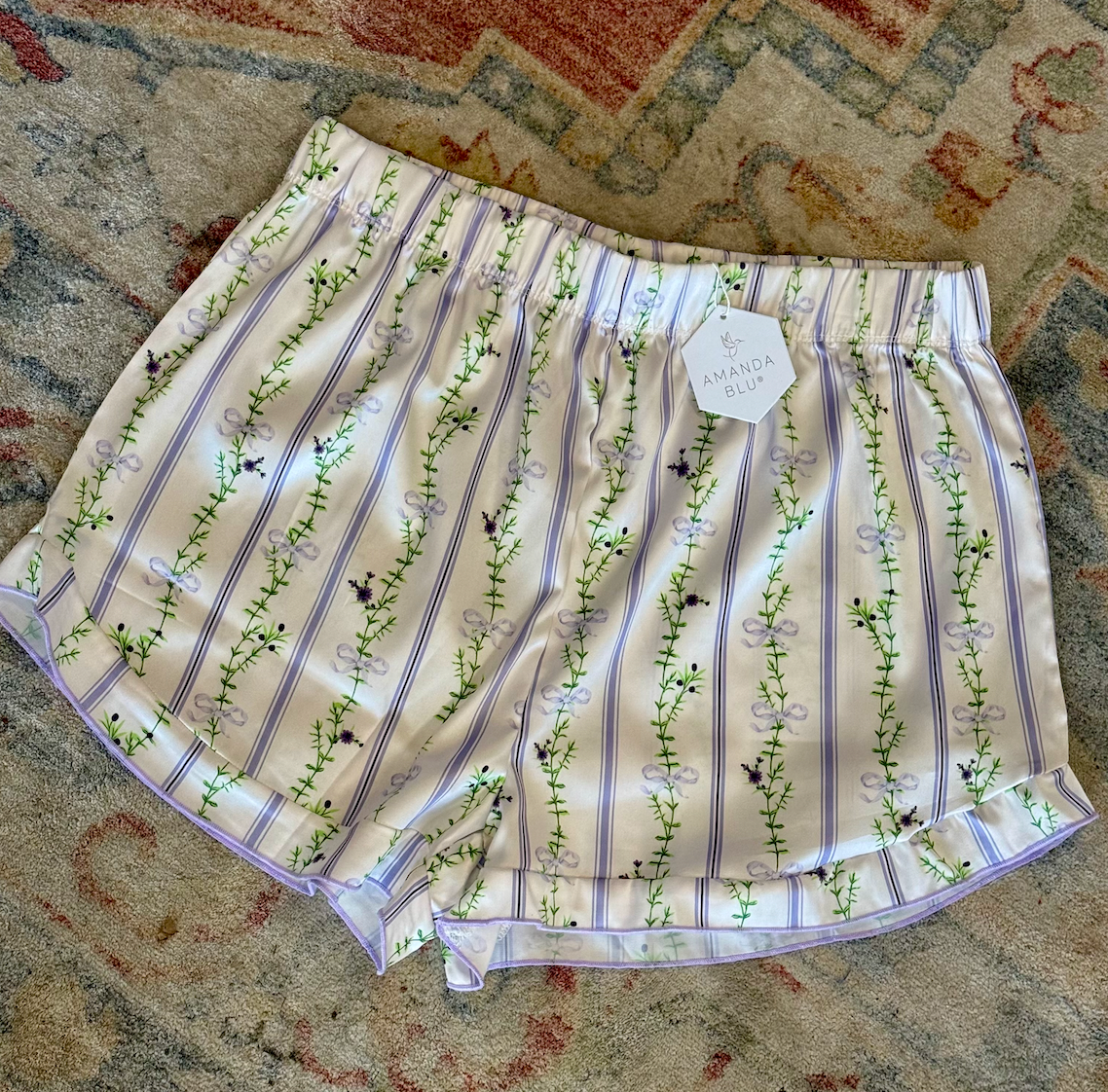 Blooming Stripes Satin Shorts