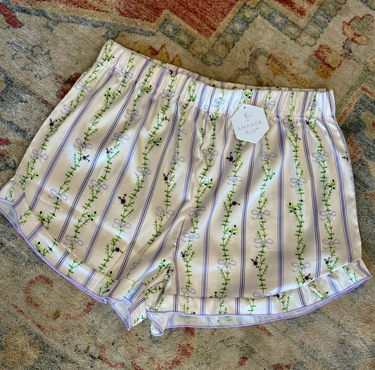 Blooming Stripes Satin Shorts