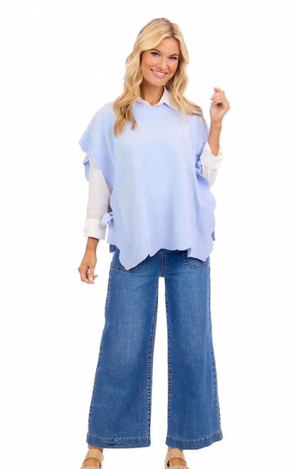 Blue Rigsby Scallop Sweater