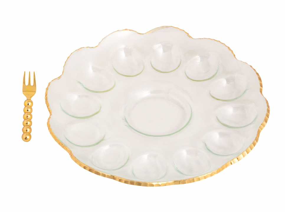 Gold Edge Deviled Egg Tray Set