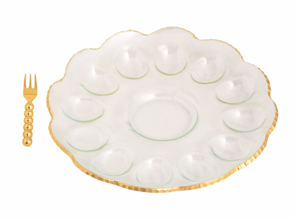 Gold Edge Deviled Egg Tray Set
