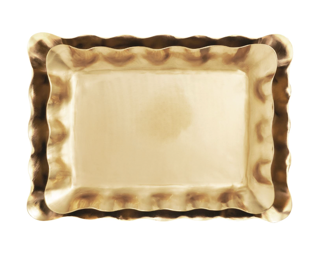 Brass Ruffle Nested Trays