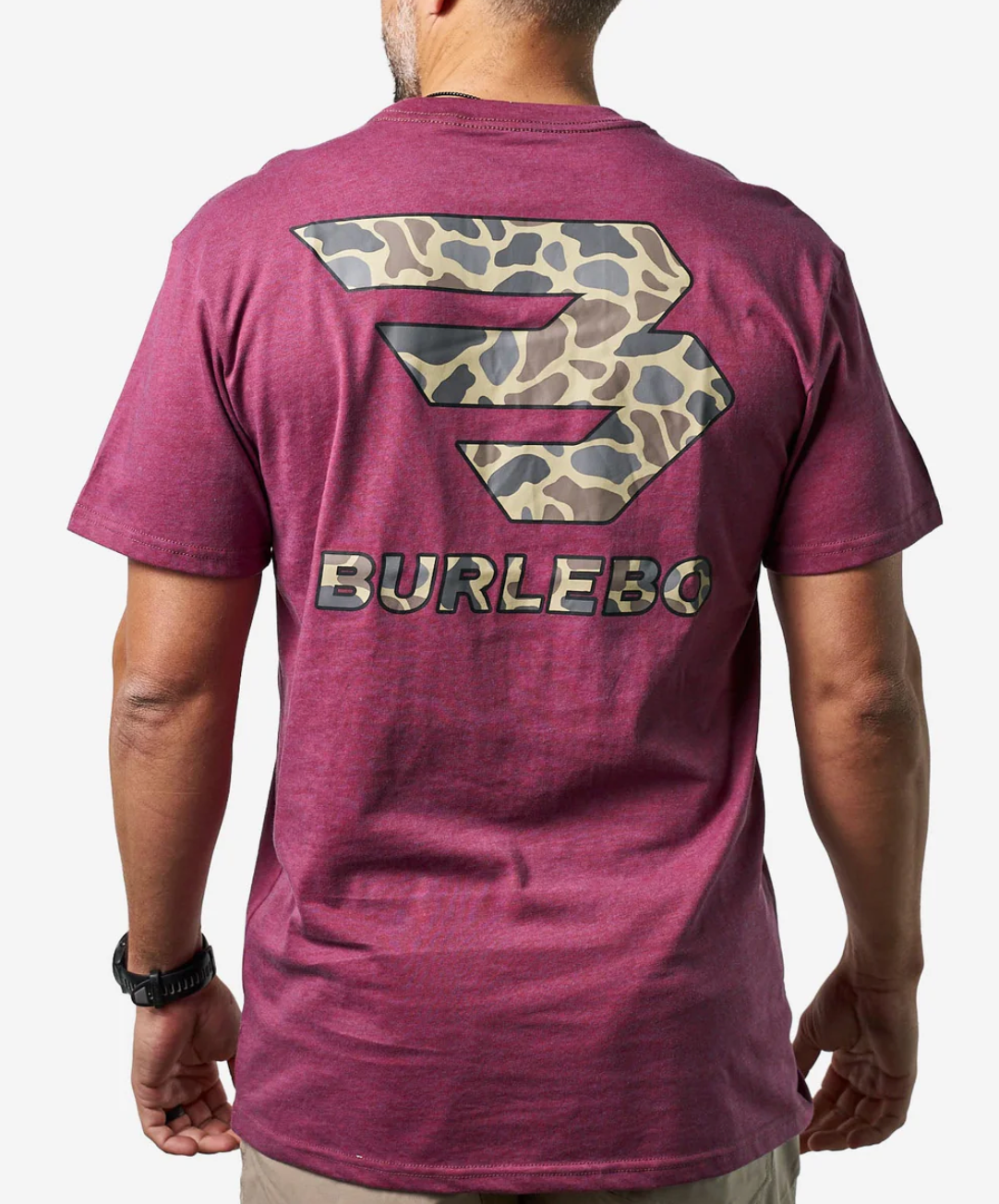 Short Sleeve Tee - Flying B Classic Deer Camo - Heather Wine