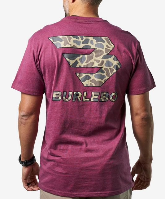 Short Sleeve Tee - Flying B Classic Deer Camo - Heather Wine