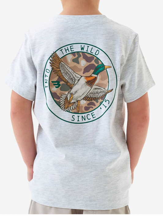 Youth Short Sleeve Tee - Camo Mallard Duck - Ash Grey