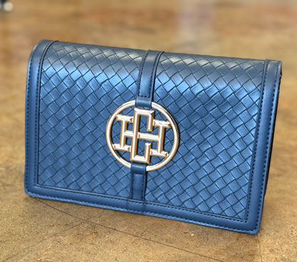 Cecilia Circle Logo Handbag Woven Navy