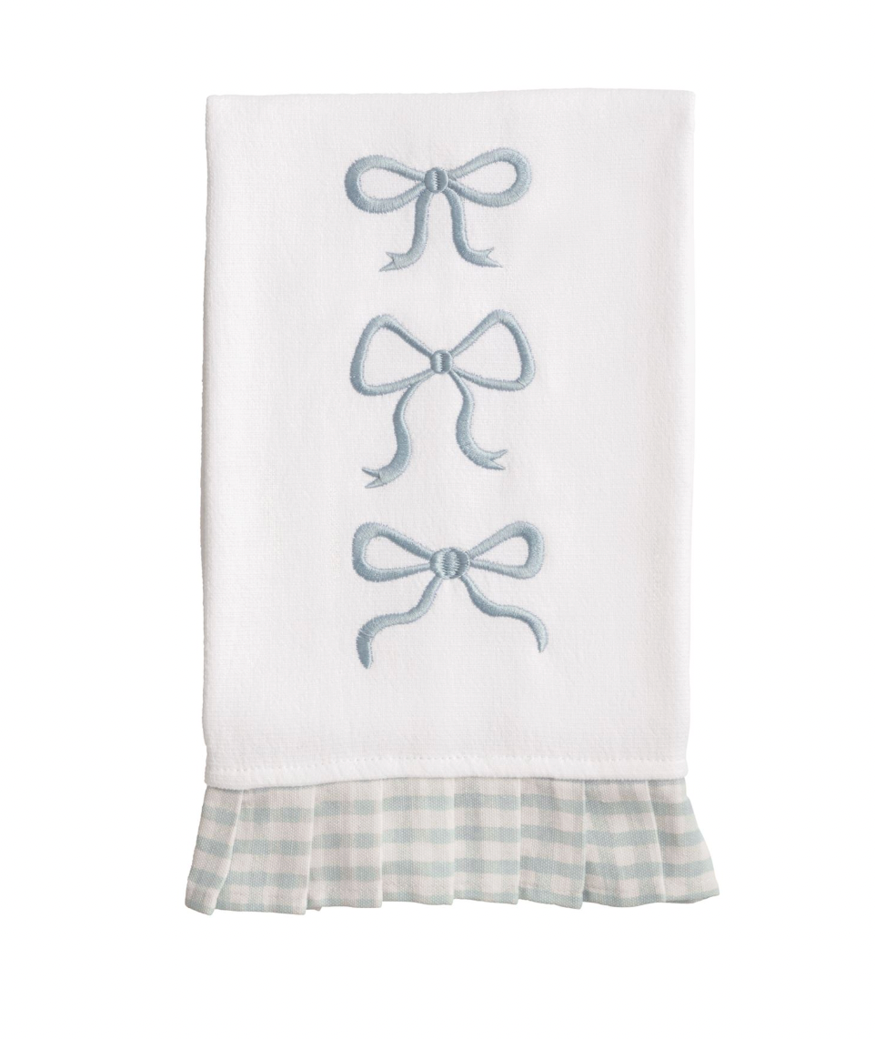 Gingham Bow Pleated Trim Towel