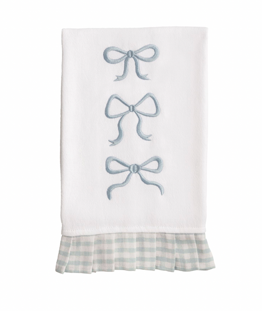 Gingham Bow Pleated Trim Towel