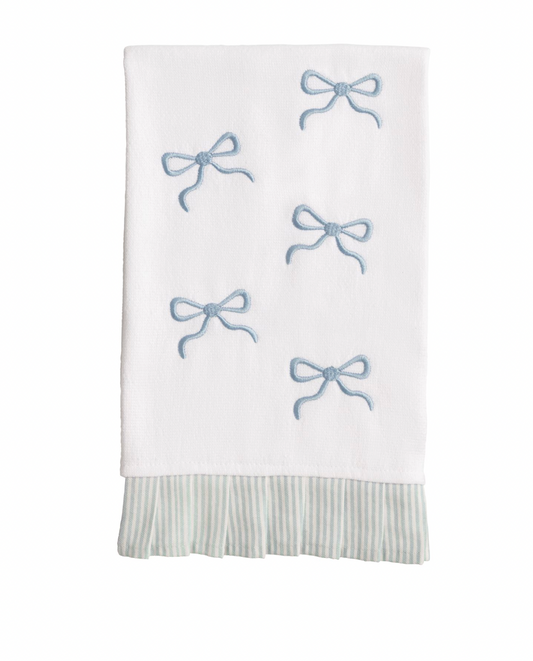 Stripe Bow Pleated Trim Towel