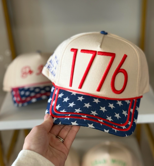 "1776" Tan/Blue Stars Hat