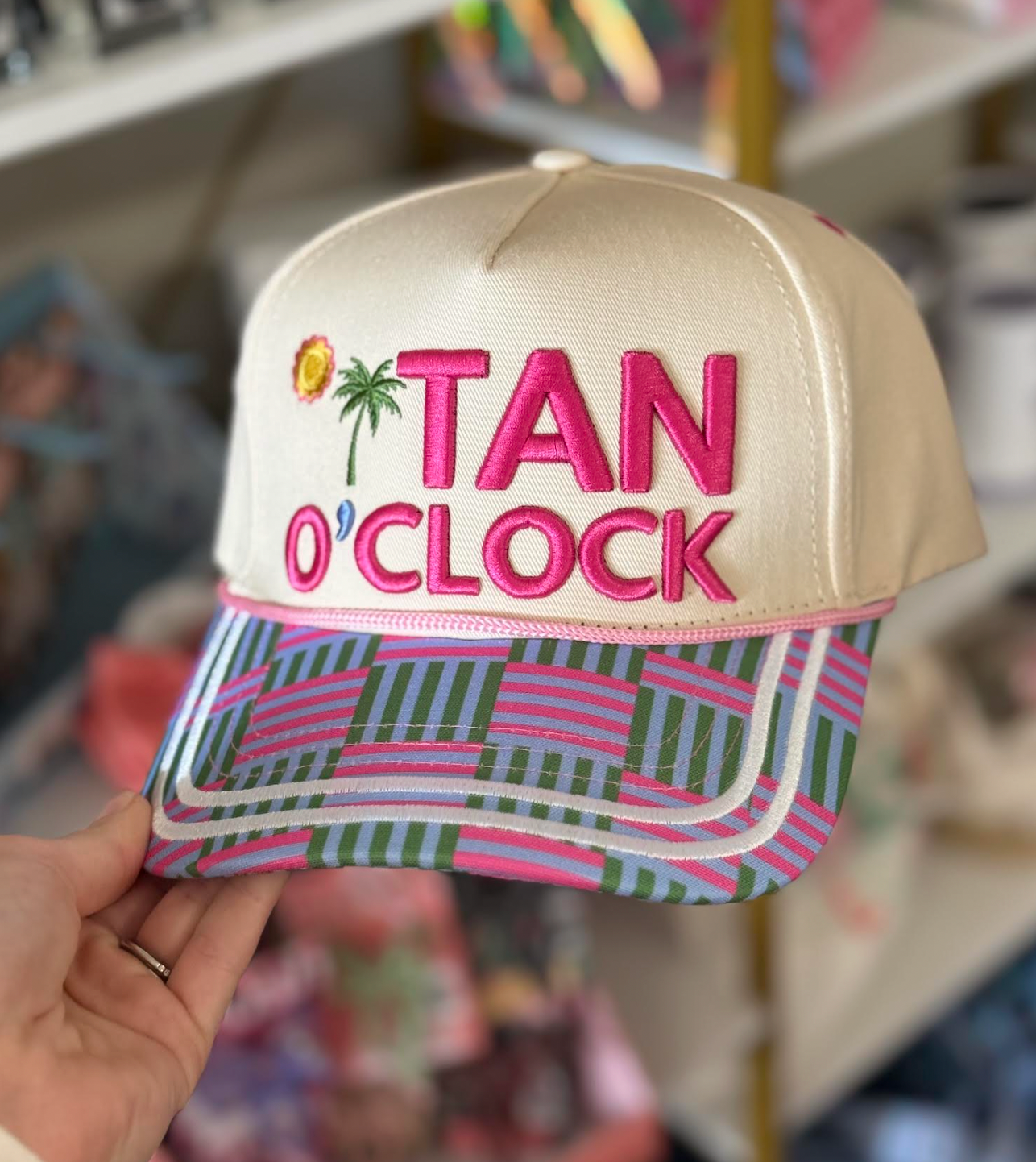 "Tan O'Clock" Tan/Patch Work Hat