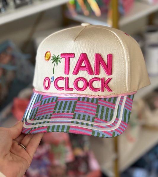 "Tan O'Clock" Tan/Patch Work Hat