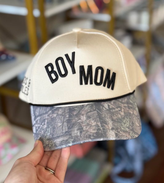 "Boy Mom" Tan /Camo Hat