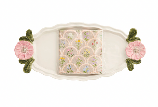 Flower Handle Tray & Napkin Set