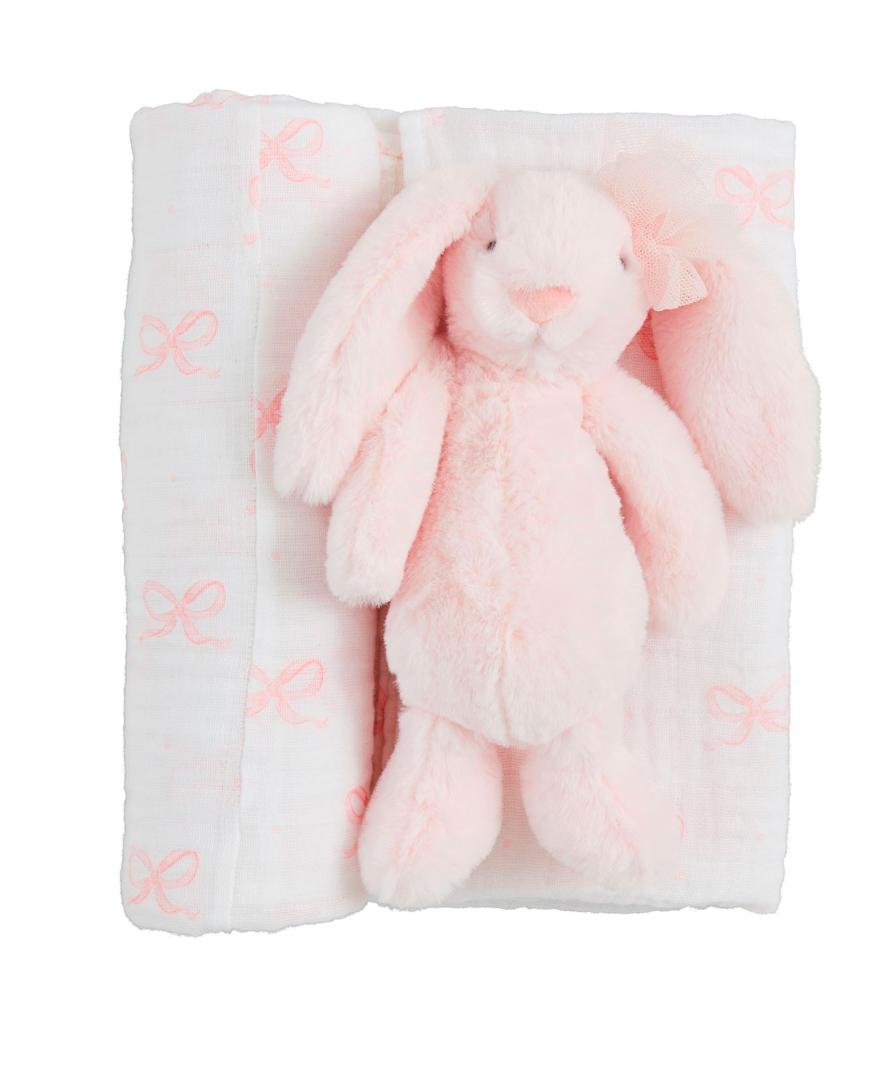 Bow Bunny Swaddle And Rattle