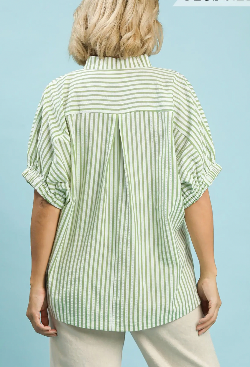 Stripe Lace Trim Top