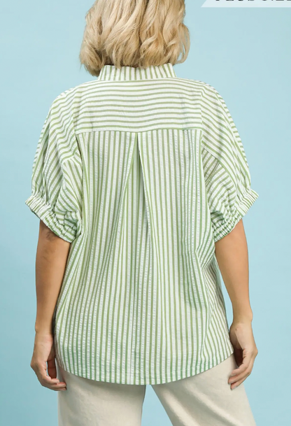 Stripe Lace Trim Top