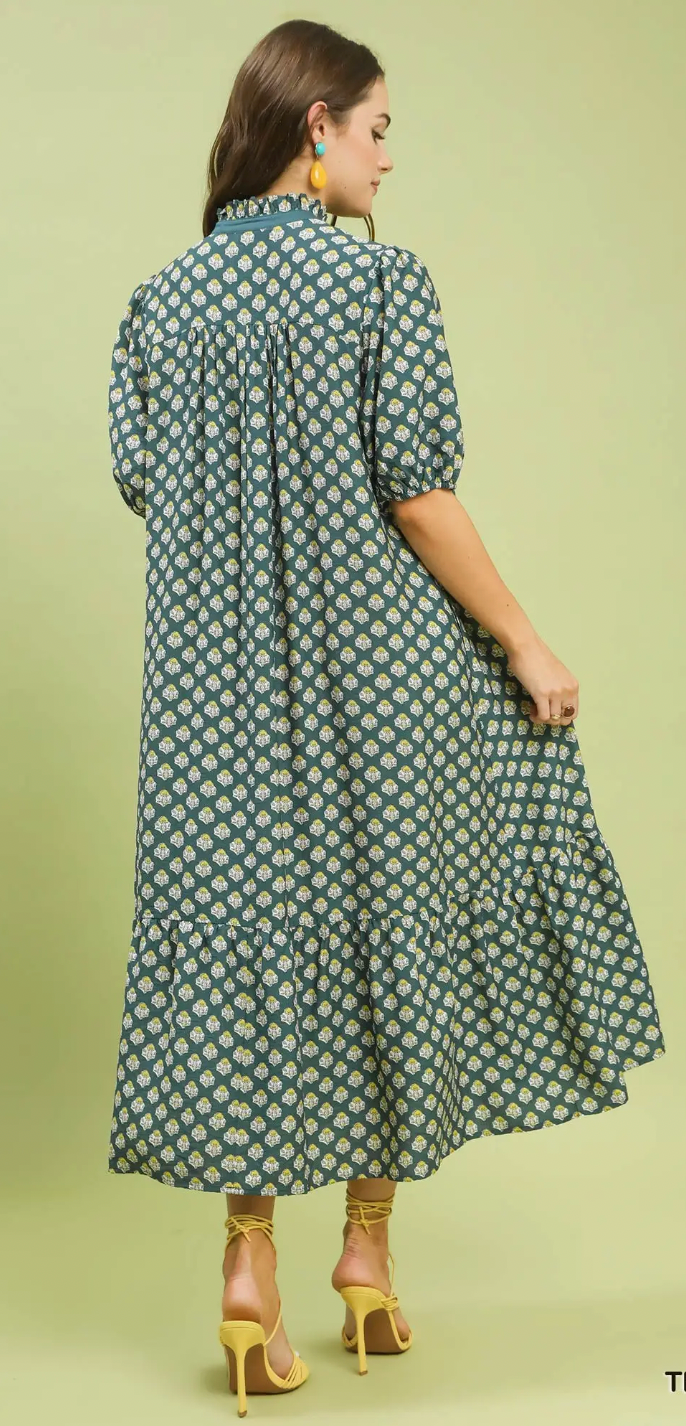 Floral Print Button Down Midi Dress