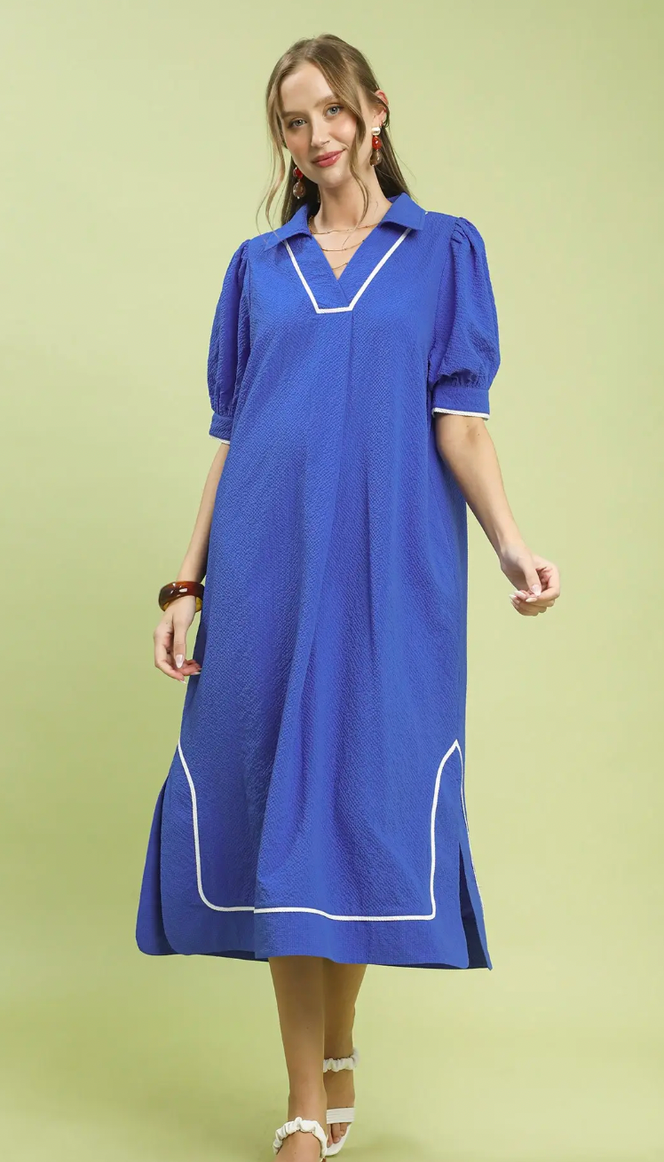 Seersucker Midi Dress