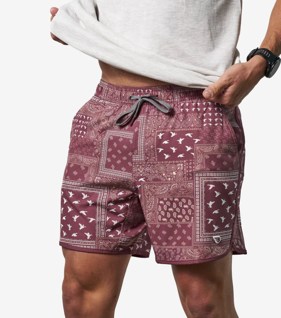 Paisley Duck - Maroon Swim Trunk