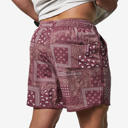 Paisley Duck - Maroon Swim Trunk