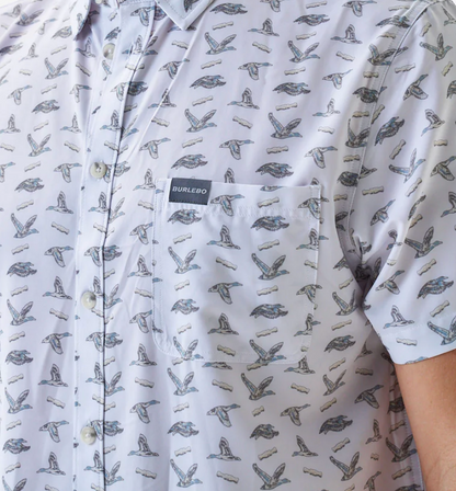 Performance Button Up - Ducks and Calls - White