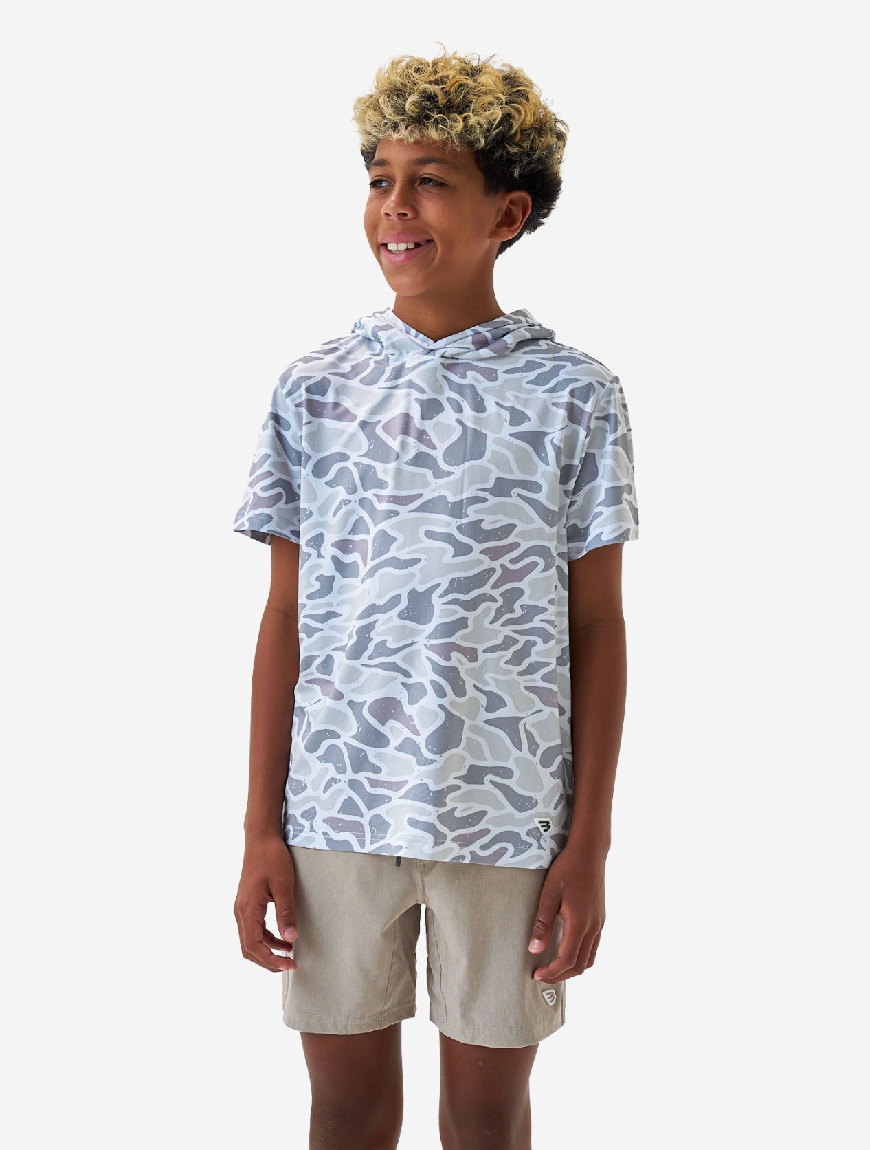Yth Short Sleeve Performance Hoodie-White Camo
