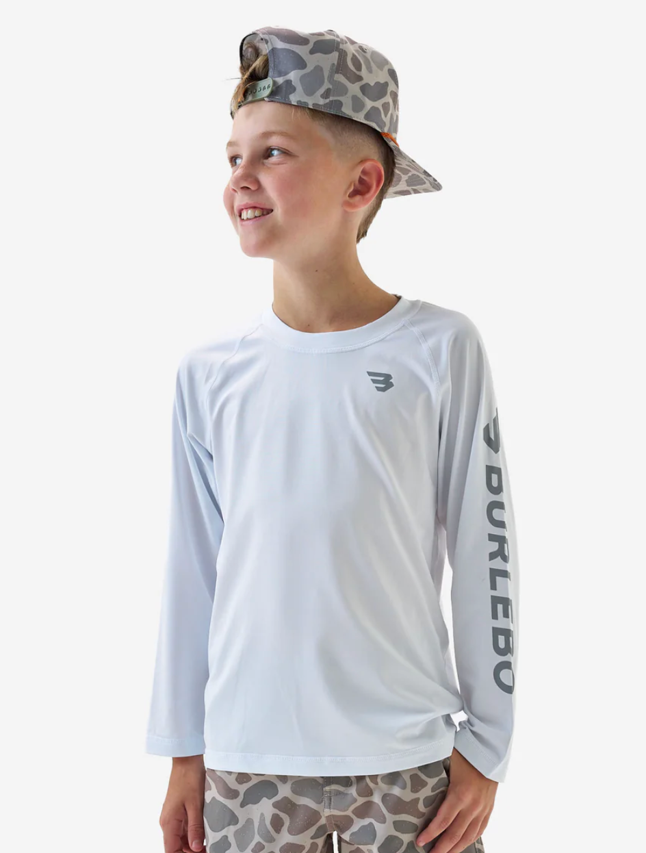 Youth Rash Guard - White and Light Grey