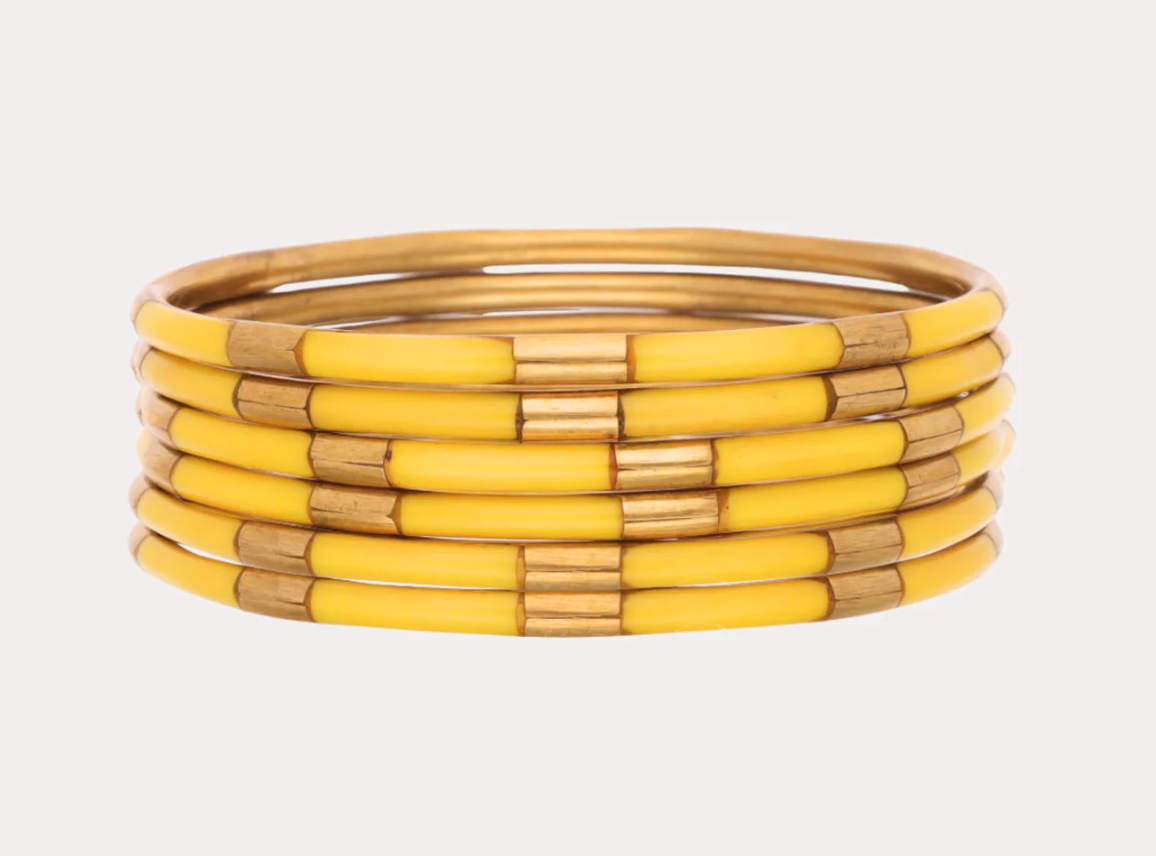 Yellow Veda Bangles-Set of 6