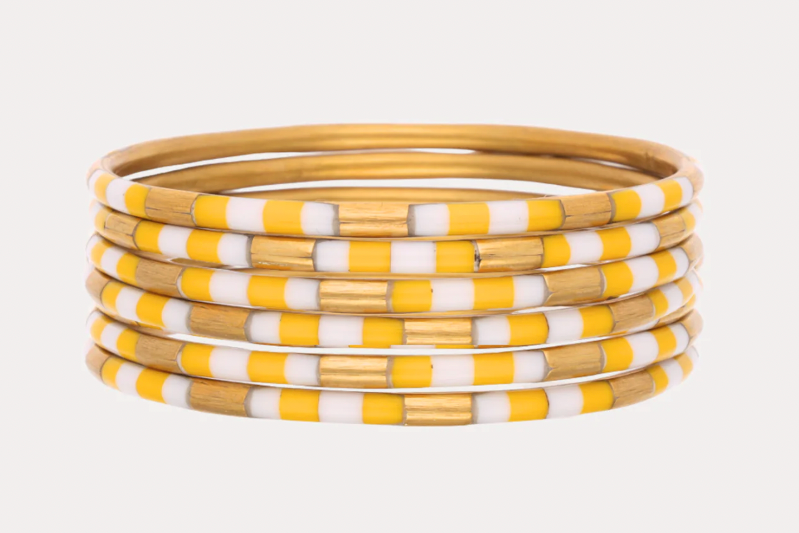 Yellow/White Veda Bangles-Set of 6