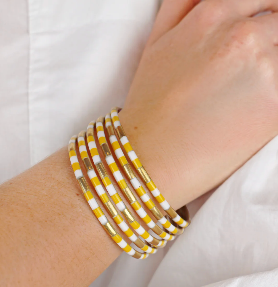 Yellow/White Veda Bangles-Set of 6